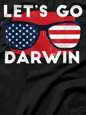 American Flag Sunglasses Lets Go Darwin T-Shirt