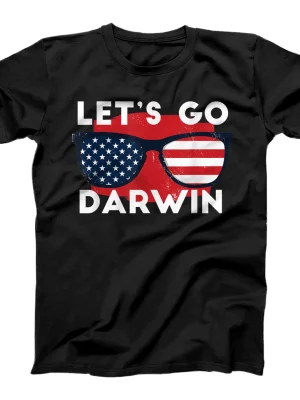 American Flag Sunglasses Lets Go Darwin T-Shirt