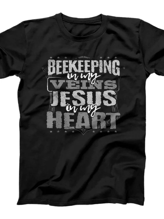 Beekeeping In Veins Jesus in Heart Christian Beekeeper T-Shirt