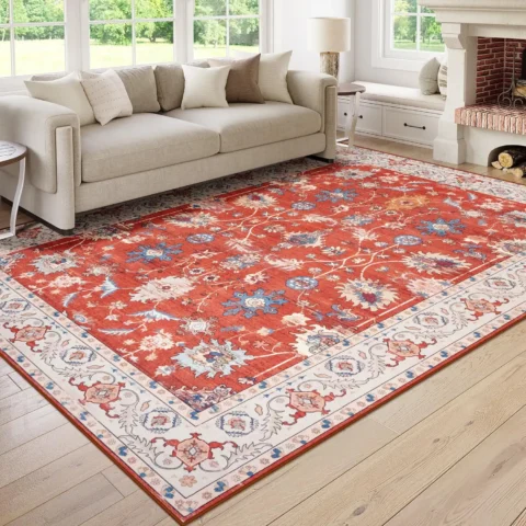 Vintage Floral Rugs Soft Embellished Area Rugs Fluffy Rugs for Bedroom Living Room Home Decor