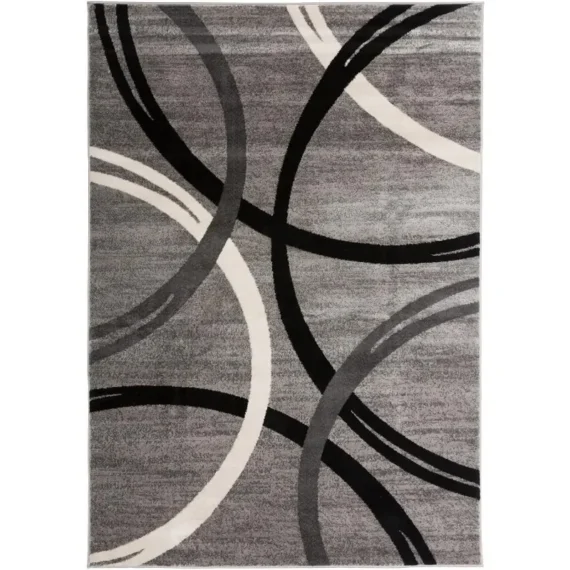 Modern Wavy Circles Design Area Rug 5'3" X 7'3", Home Textile