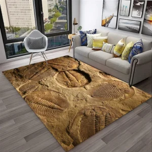 3D Trilobite Fossil Area Rug - Realistic Ancient Arthropod Print Floor Mat for Living Room - Unique Paleontology Decor & Prehistoric Science Gift