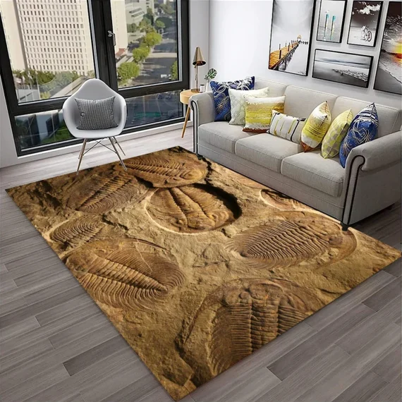 3D Trilobite Fossil Area Rug - Realistic Ancient Arthropod Print Floor Mat for Living Room - Unique Paleontology Decor & Prehistoric Science Gift