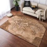 3D Stegosaurus Fossil Area Rug - Realistic Dinosaur Skeleton Excavation Floor Mat for Kids Room - Unique Paleontology Prehistoric Home Decor