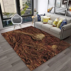 Biomechanical Alien Hive 3D Area Rug - Giger Inspired Sci-Fi Gothic Decor